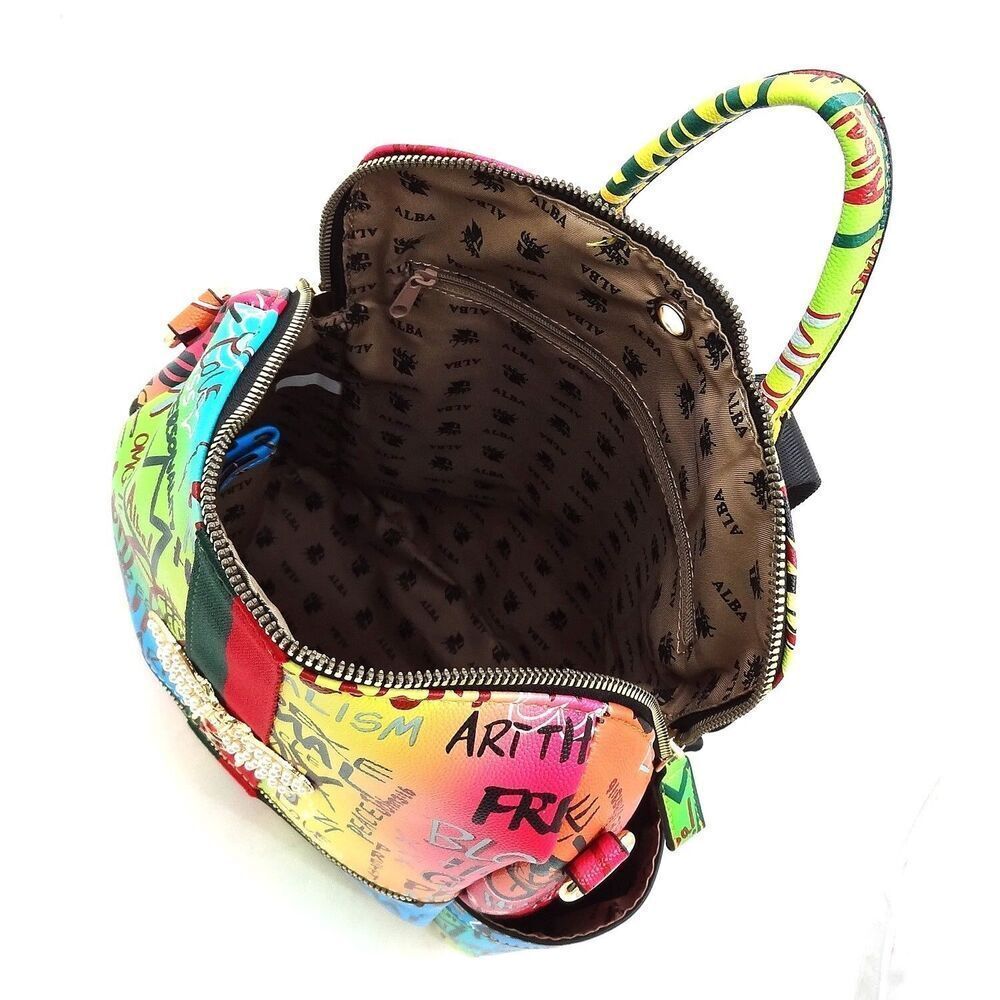 Women Bee Strip Accented Graffiti Fashion Multi Purpose Backpack - Picture 9 of 13